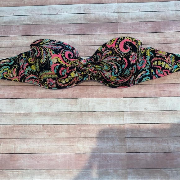 Victoria Secret Metallic Black Paisley Bikini Top - Picture 4 of 6